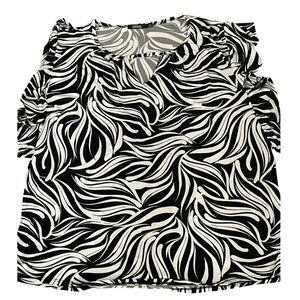 Cure Black & White Swirl Zebra Print Blouse